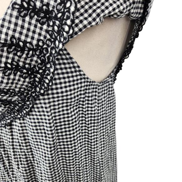 Nanette Lepore Gingham Embroidered Shift Dress Size 6 Black White - Picture 6 of 7